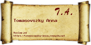Tomasovszky Anna névjegykártya